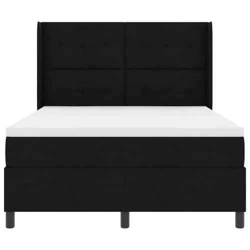 Box spring krevet s jastukom Crna 200 x 140 cm tkanina - Crna 140 x 200 cm Prošiveno gumbima Cijena