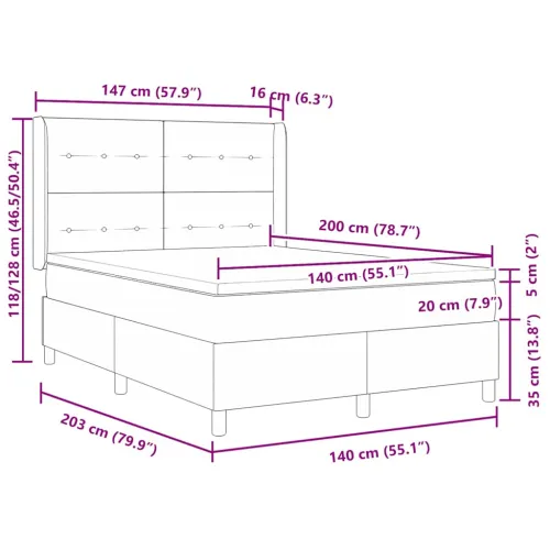 Box spring krevet s jastukom Crna 200 x 140 cm tkanina - Crna 140 x 200 cm Prošiveno gumbima Cijena