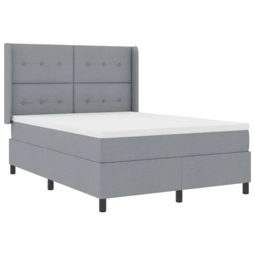 Box spring krevet Svijetlo siva 200 x 160 cm tkanina - Svjetlosiva 160 x 200 cm Prošiveno gumbima Cijena