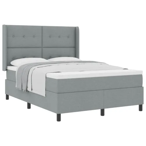 Box spring krevet Svijetlo siva 200 x 160 cm tkanina - Svjetlosiva 160 x 200 cm Prošiveno gumbima Cijena