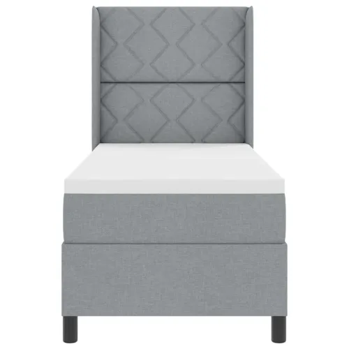 Box spring krevet Svijetlo siva 200 x 80 cm tkanina - Svjetlosiva 80 x 200 cm Dizajn s rombovima Cijena