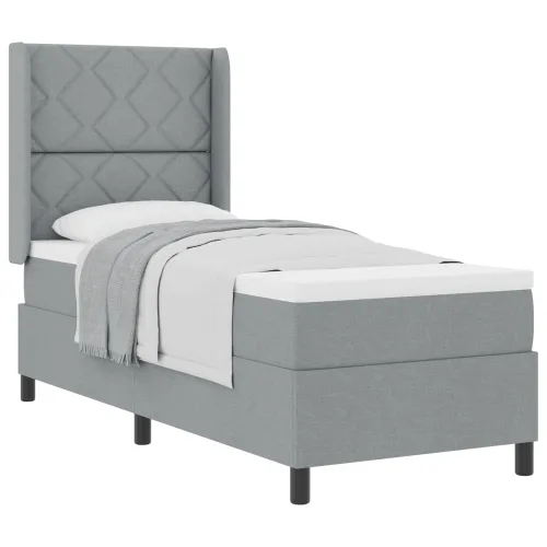 Box spring krevet Svijetlo siva 200 x 80 cm tkanina - Svjetlosiva 80 x 200 cm Dizajn s rombovima Cijena