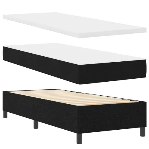 Box spring krevet s jastukom Crna 200 x 80 cm tkanina - Crna 80 x 200 cm Dizajn s rombovima Cijena