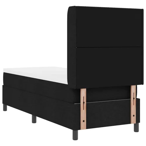 Box spring krevet s jastukom Crna 200 x 80 cm tkanina - Crna 80 x 200 cm Dizajn s rombovima Cijena