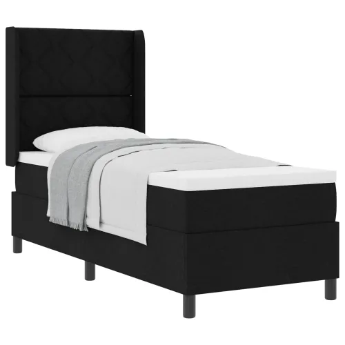 Box spring krevet s jastukom Crna 200 x 80 cm tkanina - Crna 80 x 200 cm Dizajn s rombovima Cijena