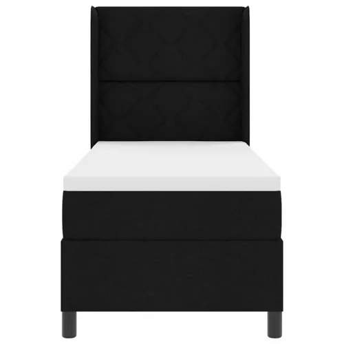 Box spring krevet s jastukom Crna 200 x 80 cm tkanina - Crna 80 x 200 cm Dizajn s rombovima Cijena
