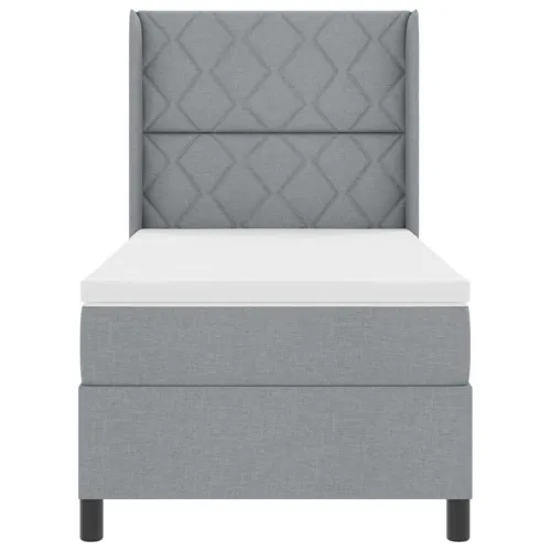 Box spring krevet Svijetlo siva 200 x 100 cm tkanina - Svjetlosiva 100 x 200 cm Dizajn s rombovima Cijena