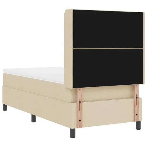 Box spring krevet s jastukom Krema 200 x 100 cm tkanina - Krema 100 x 200 cm Dizajn s rombovima Cijena