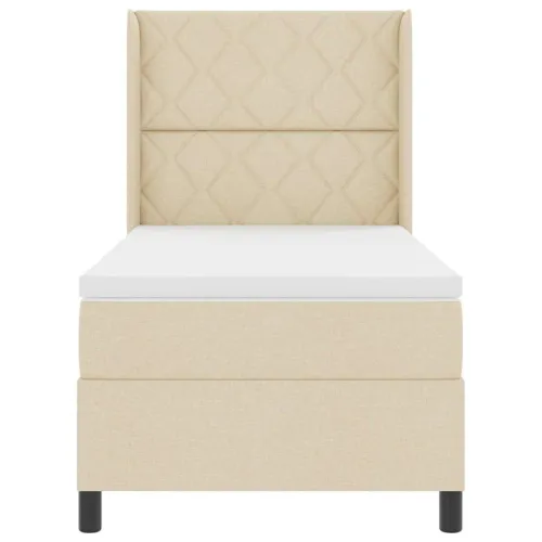 Box spring krevet s jastukom Krema 200 x 100 cm tkanina - Krema 100 x 200 cm Dizajn s rombovima Cijena