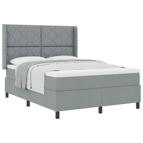 Box spring krevet Svijetlo siva 200 x 160 cm tkanina - Svjetlosiva 160 x 200 cm Dizajn s rombovima Cijena