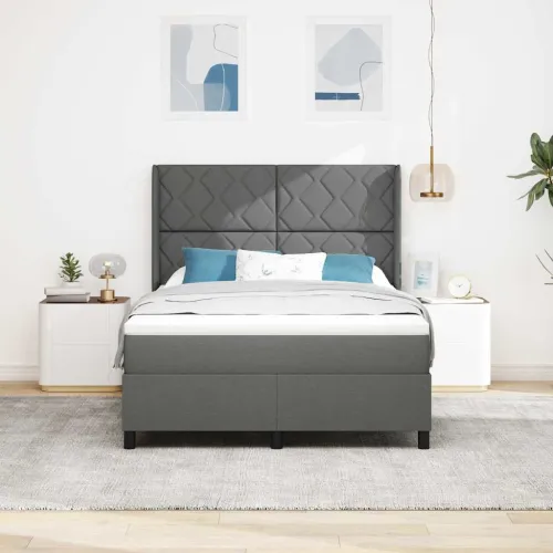 Box spring krevet Tamno siva 200 x 160 cm tkanina - Tamno siva 160 x 200 cm Dizajn s rombovima Cijena