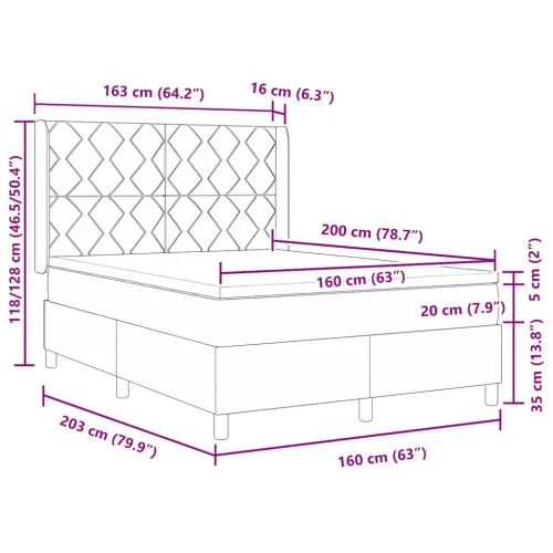 Box spring krevet Tamno siva 200 x 160 cm tkanina - Tamno siva 160 x 200 cm Dizajn s rombovima Cijena