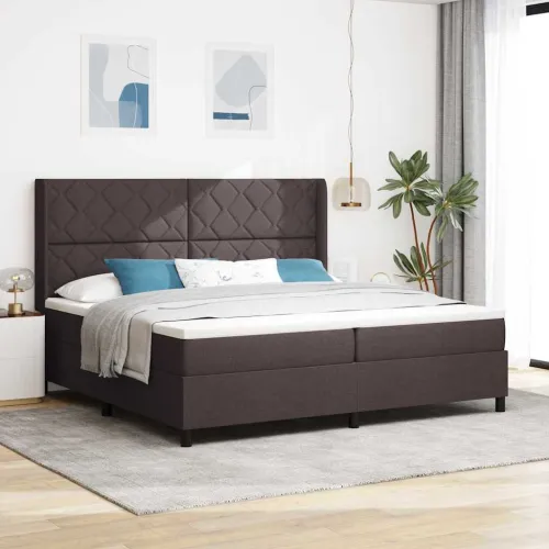 Box spring krevet Tamno smeđa 200 x 200 cm tkanina - Tamno smeđa 200 x 200 cm Dizajn s rombovima Cijena