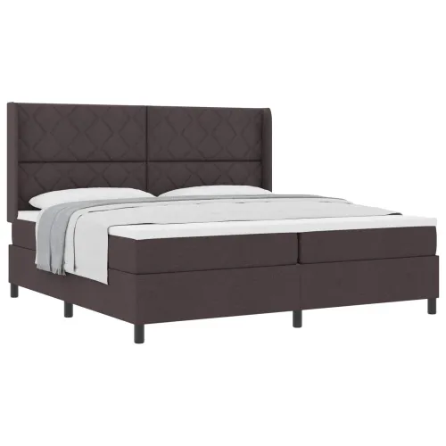 Box spring krevet Tamno smeđa 200 x 200 cm tkanina - Tamno smeđa 200 x 200 cm Dizajn s rombovima Cijena