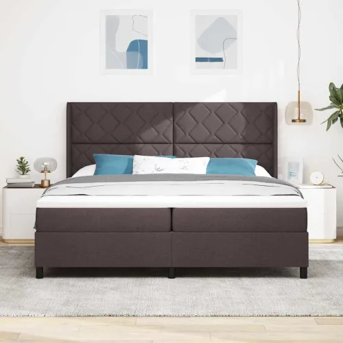 Box spring krevet Tamno smeđa 200 x 200 cm tkanina - Tamno smeđa 200 x 200 cm Dizajn s rombovima Cijena