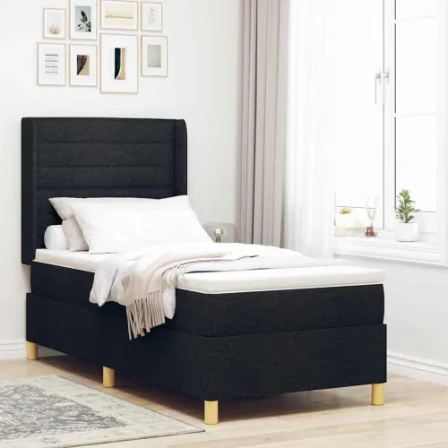Box spring krevet s madracem Crna 80 x 200 cm tkanina - Crna 80 x 200 cm Dizajn linija Cijena