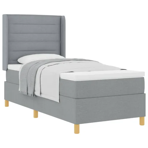 Box spring krevet Svijetlo siva 100 x 200 cm tkanina - Svjetlosiva 100 x 200 cm Dizajn linija Cijena