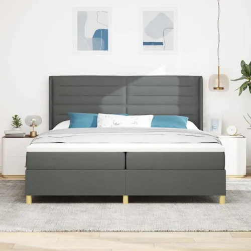 Box spring krevet Tamno siva 200 x 200 cm tkanina - Tamno siva 200 x 200 cm Dizajn linija Cijena