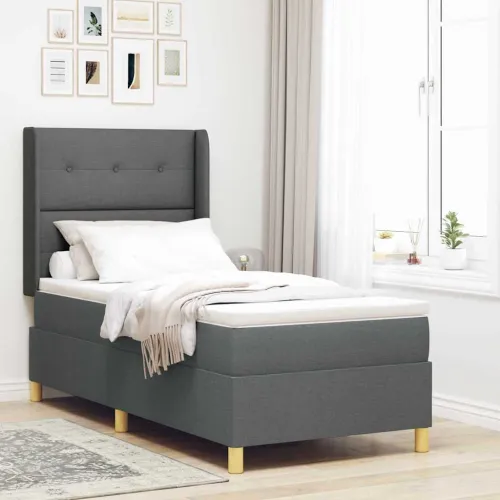 Box spring krevet Tamno siva 80 x 200 cm tkanina - Tamno siva 80 x 200 cm Prošiveno gumbima Cijena