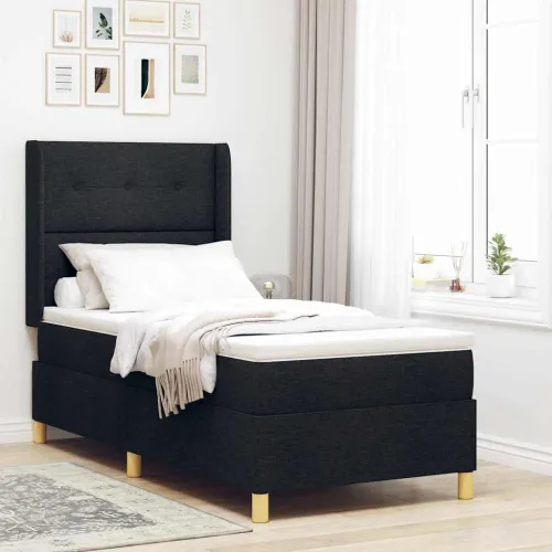 Box spring krevet s uzglavljem Crna 80 x 200 cm tkanina - Crna 80 x 200 cm Prošiveno gumbima Cijena