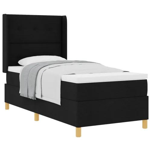 Box spring krevet s uzglavljem Crna 80 x 200 cm tkanina - Crna 80 x 200 cm Prošiveno gumbima Cijena