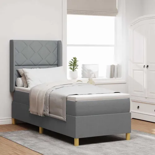 Box spring krevet Svijetlo siva 80 x 200 cm tkanina - Svjetlosiva 80 x 200 cm Dizajn s rombovima Cijena