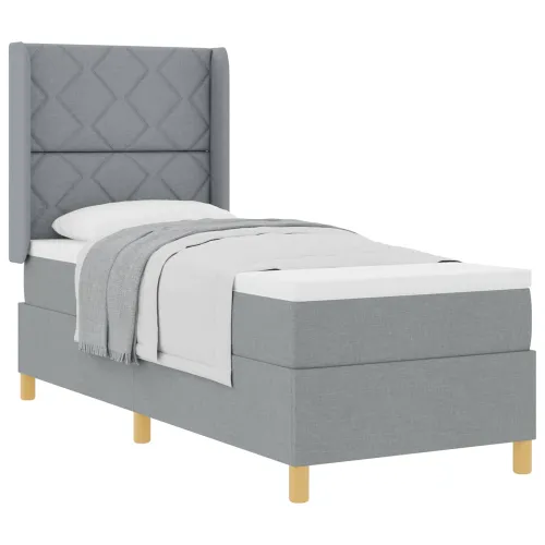 Box spring krevet Svijetlo siva 80 x 200 cm tkanina - Svjetlosiva 80 x 200 cm Dizajn s rombovima Cijena