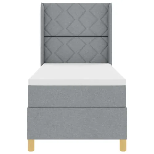 Box spring krevet Svijetlo siva 80 x 200 cm tkanina - Svjetlosiva 80 x 200 cm Dizajn s rombovima Cijena