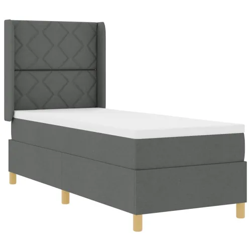 Box spring krevet Tamno siva 80 x 200 cm tkanina - Tamno siva 80 x 200 cm Dizajn s rombovima Cijena