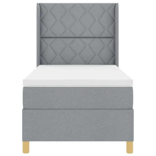 Box spring krevet Svijetlo siva 100 x 200 cm tkanina - Svjetlosiva 100 x 200 cm Dizajn s rombovima Cijena