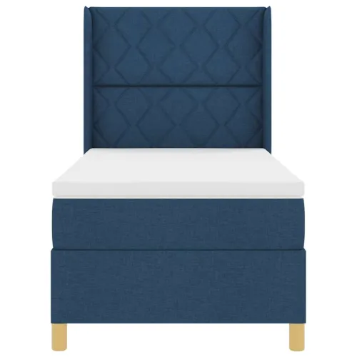 Box spring krevet s uzglavljem Plava 100 x 200 cm tkanina - Plava 100 x 200 cm Dizajn s rombovima Cijena
