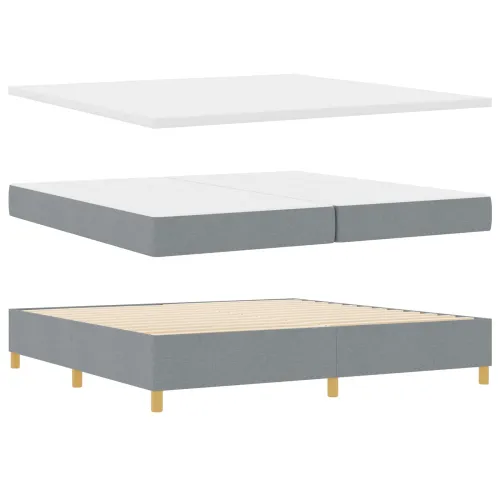 Box spring krevet Svijetlo siva 200 x 200 cm tkanina - Svjetlosiva 200 x 200 cm Dizajn s rombovima Cijena
