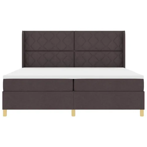 Box spring krevet Tamno smeđa 200 x 200 cm tkanina - Tamno smeđa 200 x 200 cm Dizajn s rombovima Cijena
