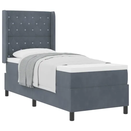 Box spring krevet s madracem Tamno siva 80 x 200 cm Baršun - Tamno siva 80 x 200 cm Kristal s dugmadima Cijena
