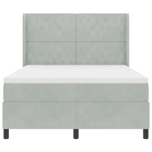 Box spring krevet Svijetlo siva 160 x 200 cm Baršun - Svjetlosiva 160 x 200 cm Kristal s dugmadima Cijena