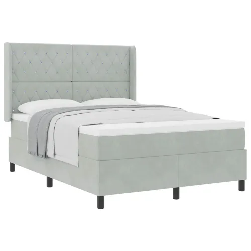 Box spring krevet Svijetlo siva 160 x 200 cm Baršun - Svjetlosiva 160 x 200 cm Kristal s dugmadima Cijena