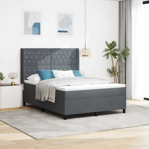 Box spring krevet Tamno siva 160 x 200 cm Baršun - Tamno siva 160 x 200 cm Kristal s dugmadima Cijena
