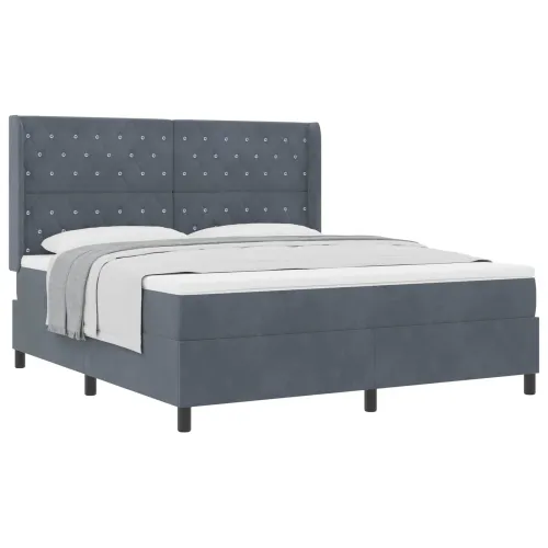 Box spring krevet Tamno siva 180 x 200 cm Baršun - Tamno siva 180 x 200 cm Kristal s dugmadima Cijena