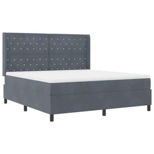 Box spring krevet Tamno siva 180 x 200 cm Baršun - Tamno siva 180 x 200 cm Kristal s dugmadima Cijena