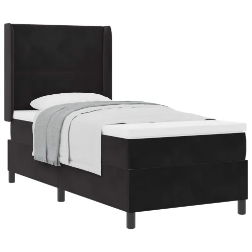 Box spring krevet s uzglavljem Crna 80 x 200 cm Baršun - Crna 80 x 200 cm Prošiveno gumbima Cijena