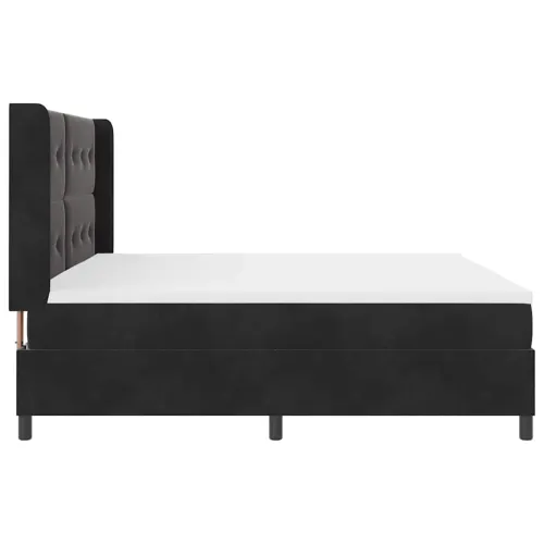 Box spring krevet s uzglavljem Crna 200 x 200 cm Baršun - Crna 200 x 200 cm Prošiveno gumbima Cijena