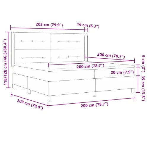 Box spring krevet s uzglavljem Crna 200 x 200 cm Baršun - Crna 200 x 200 cm Prošiveno gumbima Cijena