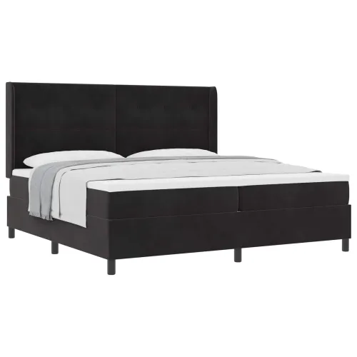 Box spring krevet s uzglavljem Crna 200 x 200 cm Baršun - Crna 200 x 200 cm Prošiveno gumbima Cijena