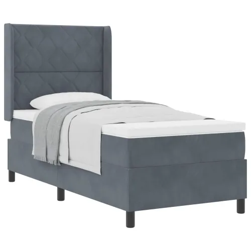 Box spring krevet Tamno siva 90 x 200 cm Baršun - Tamno siva 90 x 200 cm Dizajn s rombovima Cijena