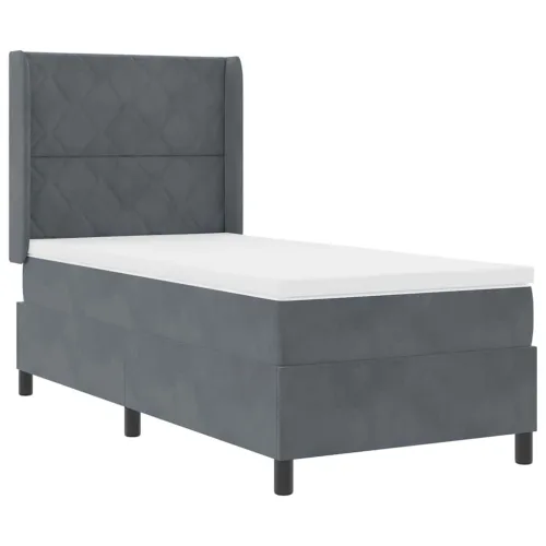 Box spring krevet Tamno siva 90 x 200 cm Baršun - Tamno siva 90 x 200 cm Dizajn s rombovima Cijena