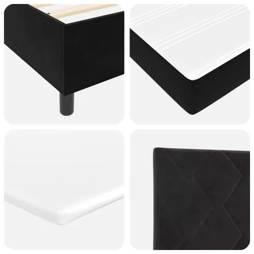 Box spring krevet s uzglavljem Crna 100 x 200 cm Baršun - Crna 100 x 200 cm Dizajn s rombovima Cijena