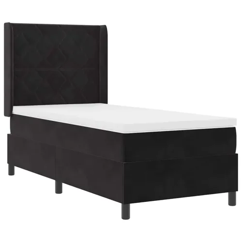 Box spring krevet s uzglavljem Crna 100 x 200 cm Baršun - Crna 100 x 200 cm Dizajn s rombovima Cijena