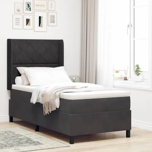 Box spring krevet s uzglavljem Crna 100 x 200 cm Baršun - Crna 100 x 200 cm Dizajn s rombovima Cijena
