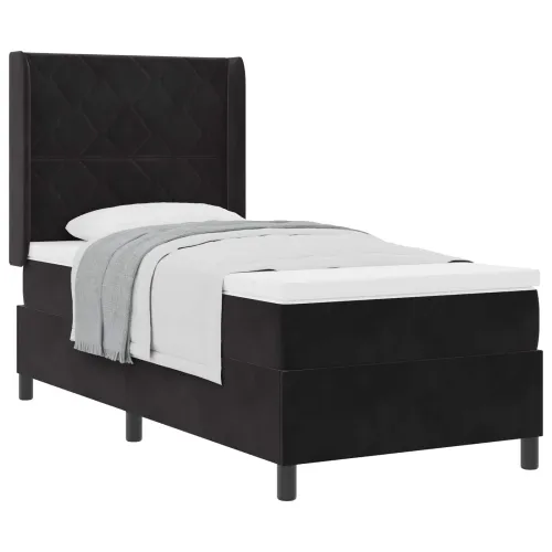 Box spring krevet s uzglavljem Crna 100 x 200 cm Baršun - Crna 100 x 200 cm Dizajn s rombovima Cijena