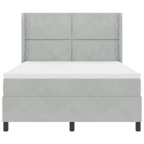 Box spring krevet Svijetlo siva 140 x 190 cm Baršun - Svjetlosiva 140 x 190 cm Dizajn s rombovima Cijena